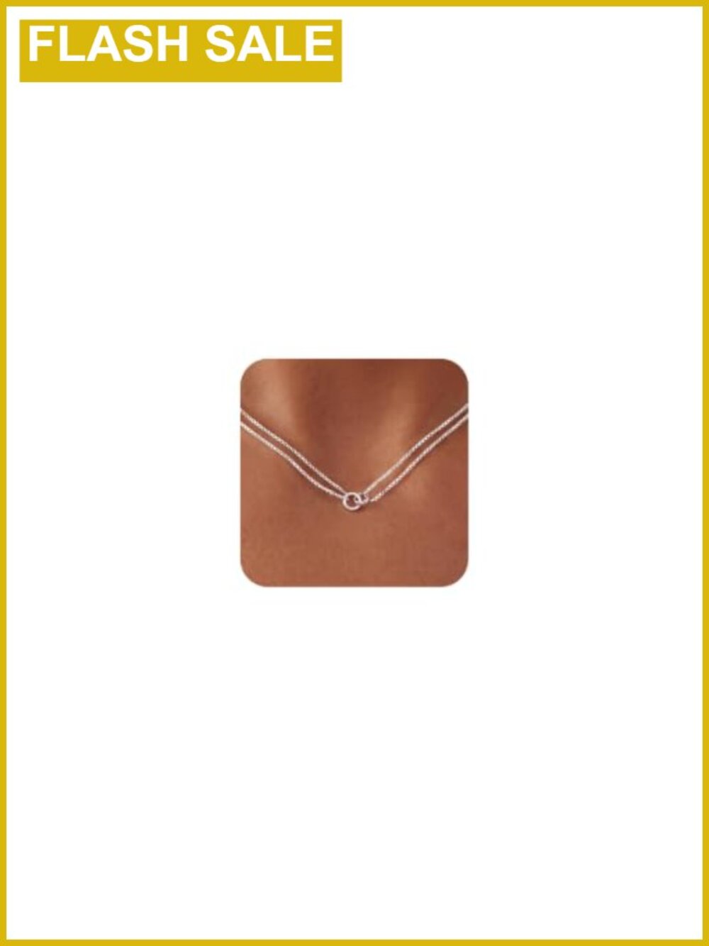 Silver Plated Layered Pendant Necklace 15.5in Cable Chain Women Jewelry